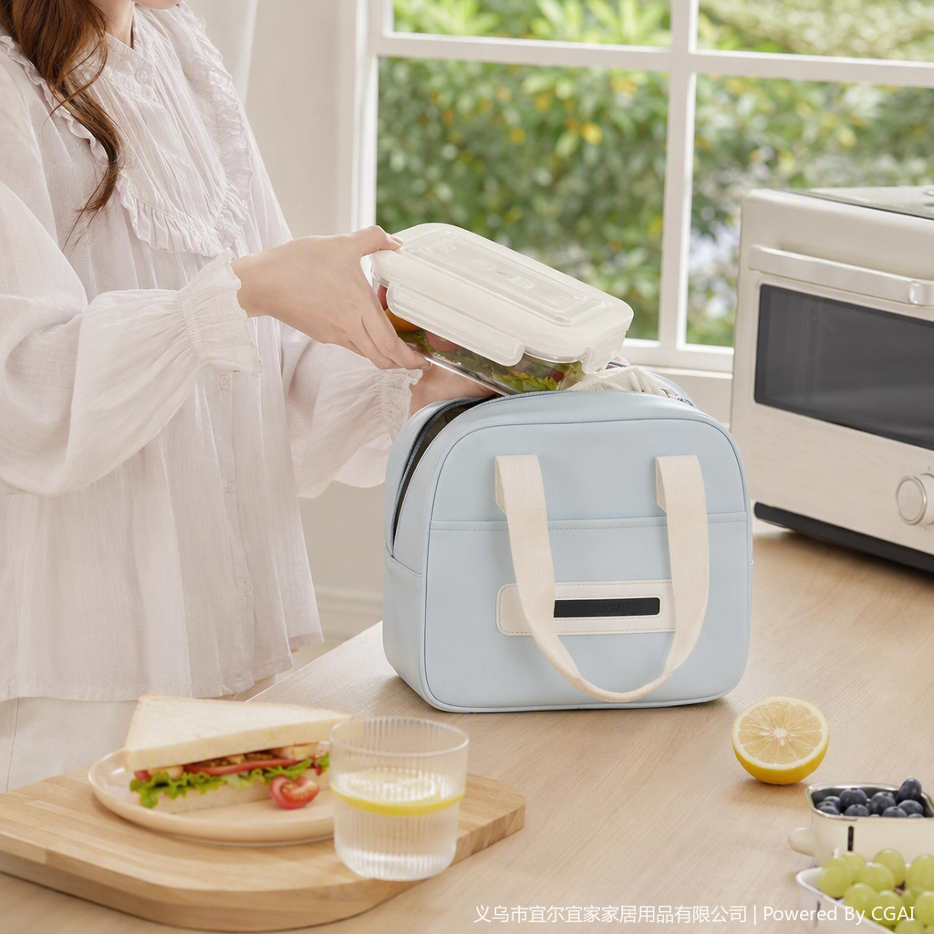 Bolsa de lonchera a prueba de polvo multifuncional bolsa de almacenamiento portátil bolsa de bento para el hogar bolsa de organizador de vajilla simple y duradera bolsa de almacenamiento