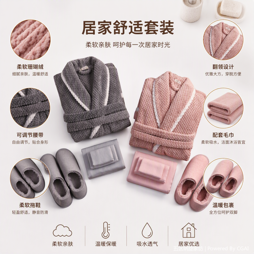 Flannel children's bathrobes and bathrobes set, winter warm and soft, men's and girls' pajamas and home wear