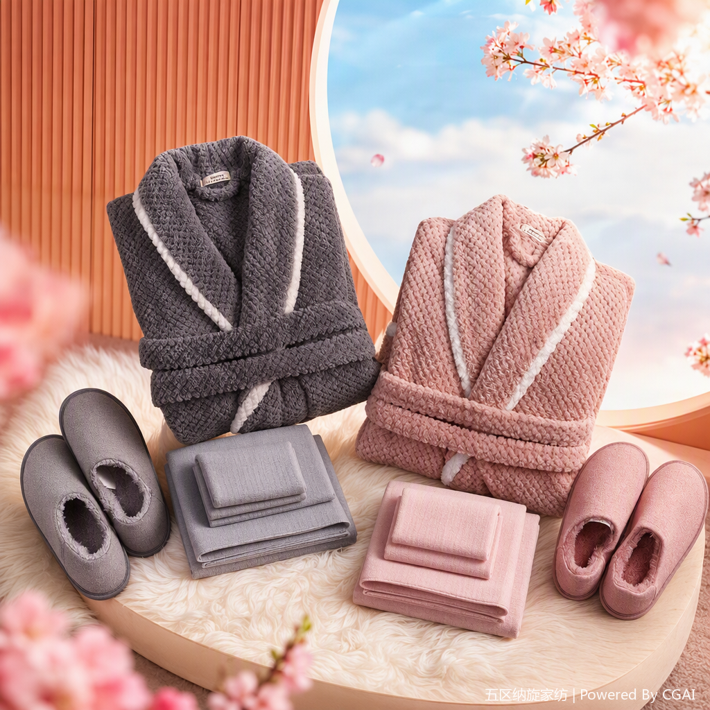 Flannel children's bathrobes and bathrobes set, winter warm and soft, men's and girls' pajamas and home wear Specification image