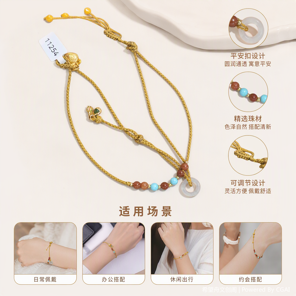 时尚金色编织绳项链简约百搭潮流个性女生配饰礼物赠品