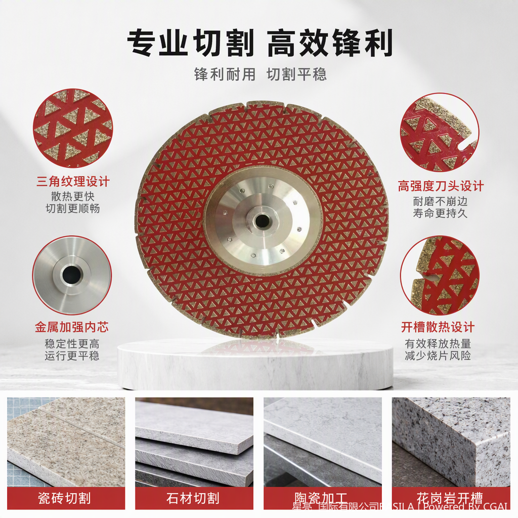 红色三角纹金刚石切割片耐高温高效切割适用多材质工厂直供