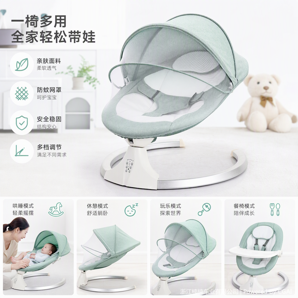 多功能婴儿摇篮摇椅儿童座椅背带童车童床母婴用品安全舒适款细节图