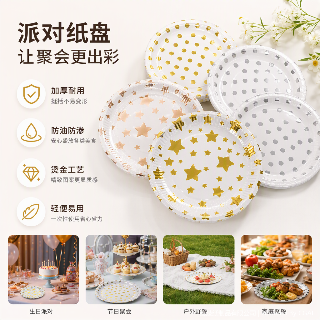 环保纸碗一次性餐具纸质容器厨房餐厅用具家庭聚会包装用品