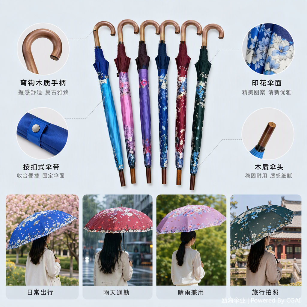 多功能防风遮阳雨伞轻便耐用晴雨两用防雨防晒防风设计男女款便携式遮阳伞产品图