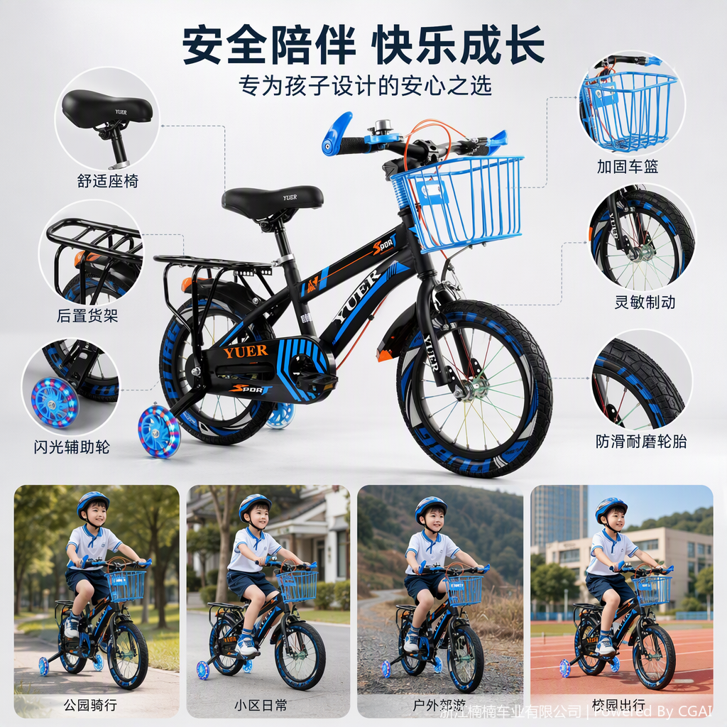 儿童彩色轻便自行车安全耐用适合学步骑行运动户外必备白底实物图