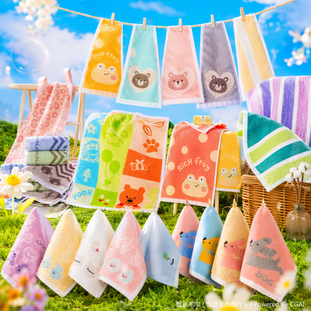 Toalla de niños de color de dibujos animados suave absorbente baby face toalla productos para bebés toalla para niños patrón lindo Specification image