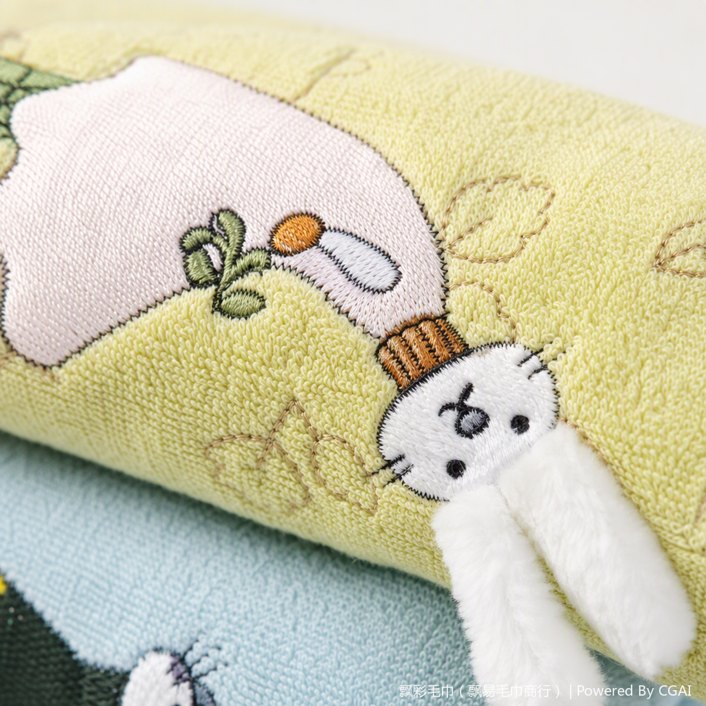 Cute cartoon rabbit pattern soft towel, home bath towel, baby face towel, children's absorbent towel, multiple colors to choose from Application Scenario