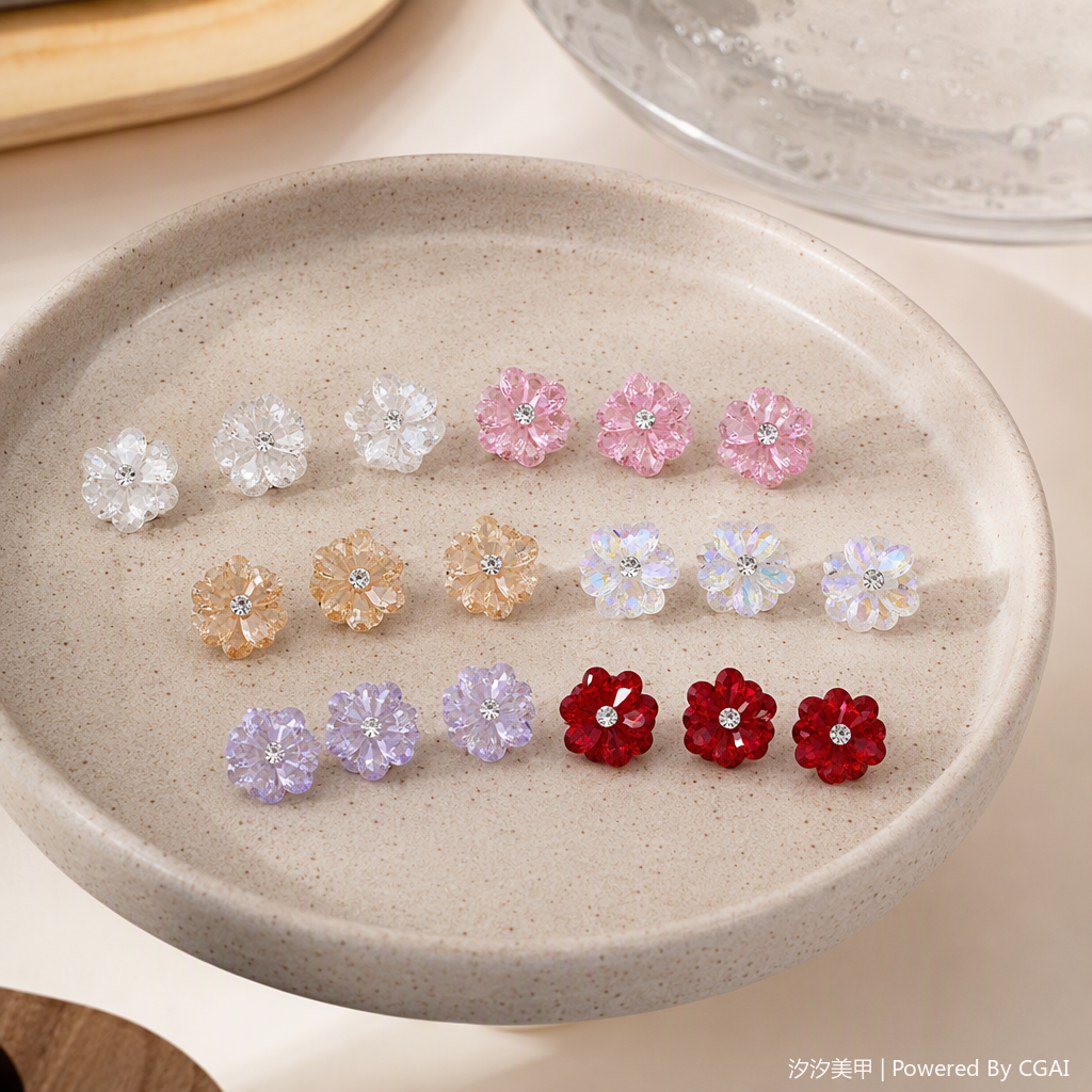 彩色水晶花朵美甲装饰品产品图