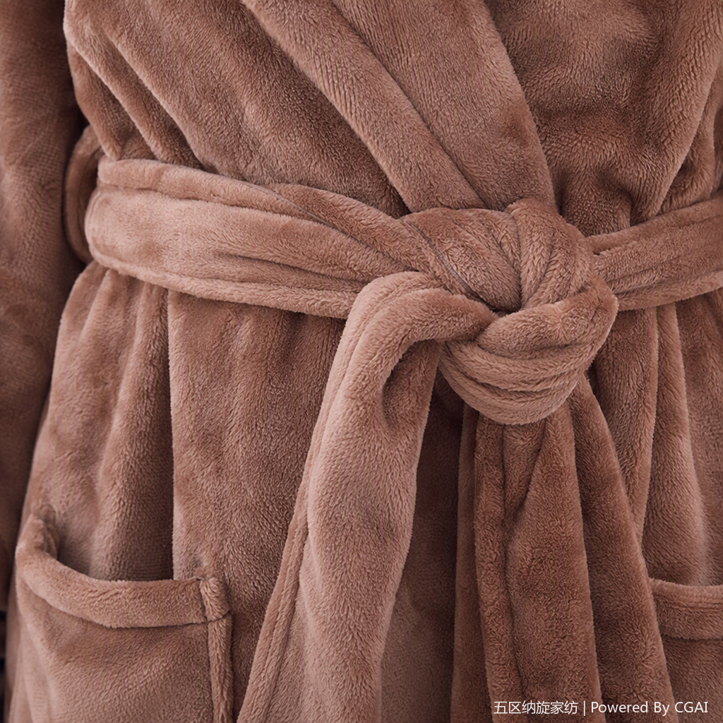 Ladies' brown suede bathrobe, moxibustion dress, warm and comfortable home wear, autumn and winter style, warm and casual bathrobe Application Scenario