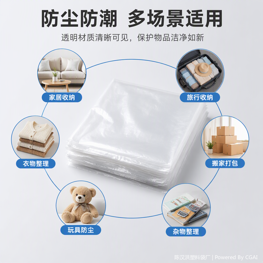透明塑料服装袋包装袋耐撕防潮防尘服饰收纳袋批发多规格可定制产品图