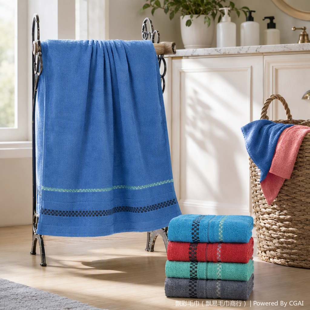 Suave y absorbente toalla azul toalla de baño para el hogar toalla facial de algodón secado rápido flexible multiusos color fresco details Picture