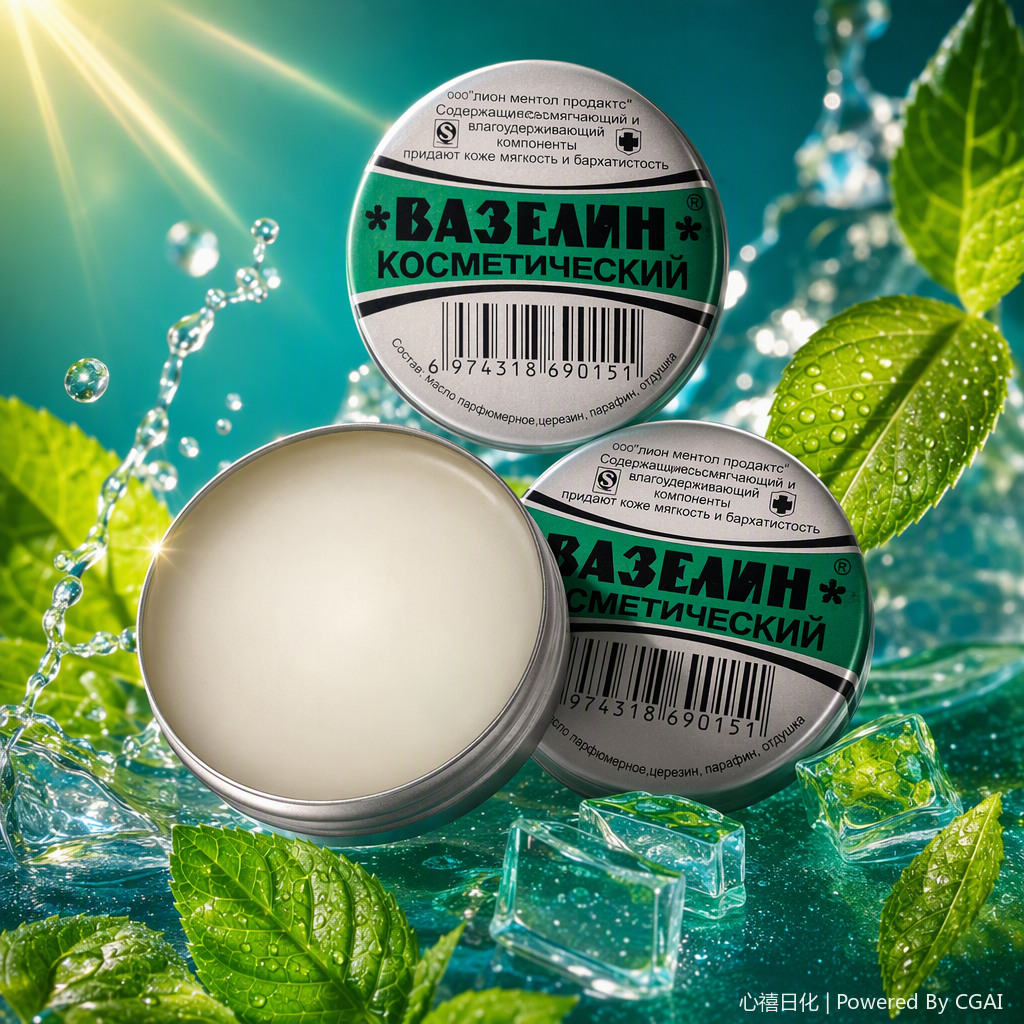 Two cans of Vaseline cosmetic moisturizing, hydrating, repairing and skin care products with a green label in a silver iron box details Picture