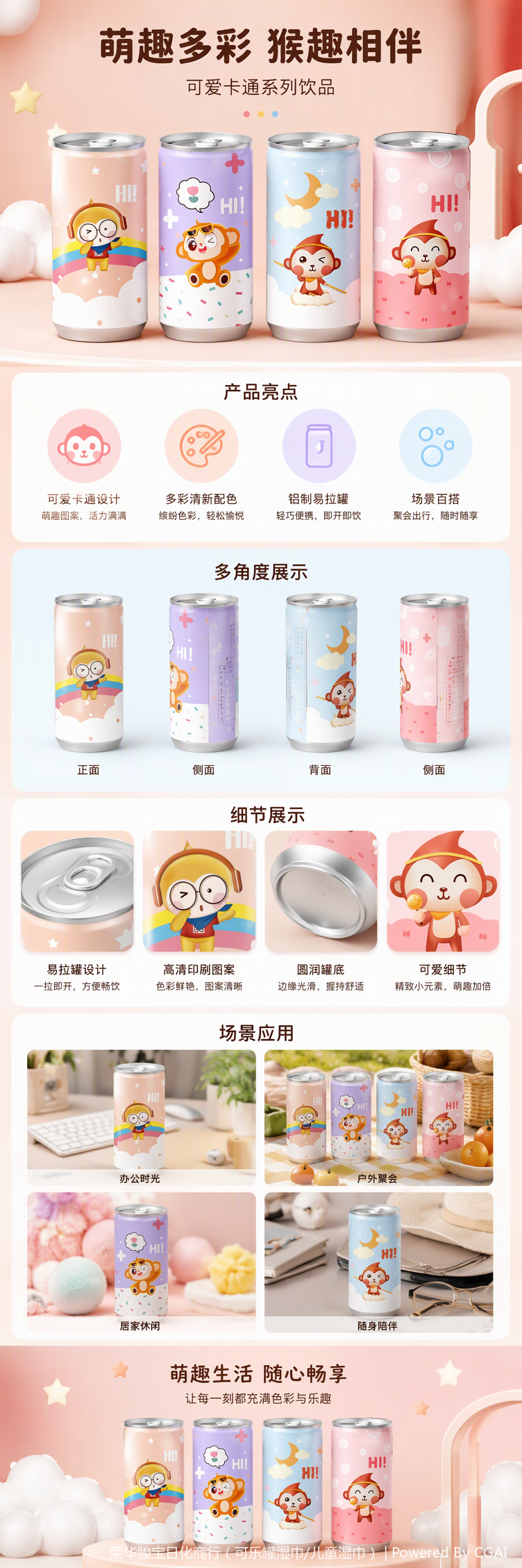 Little Monkey Wet Wipes Can portable cleaning wet wipes, sanitary napkins, special wet wipes and tissue paper sets pic 1