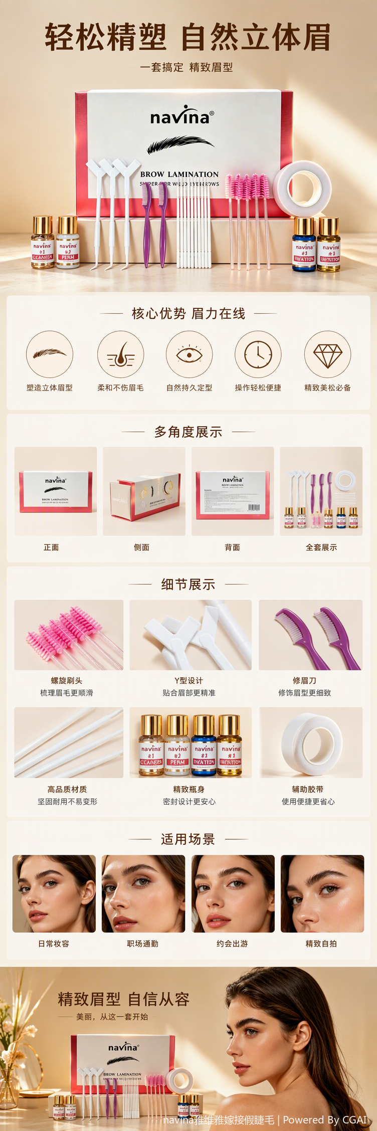 专业多功能眉型模板塑形卡修眉工具化妆辅助美妆用品便携便捷详情1