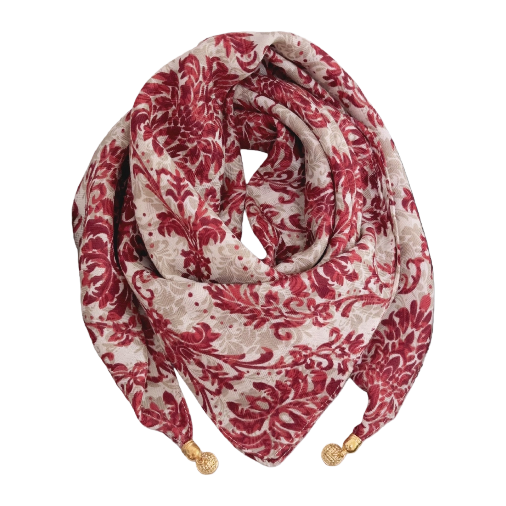 Elegante rojo floral patrón pañuelo de seda versátil moda mujer chal primavera verano nueva tendencia 100 variaciones accesorios Item Picture