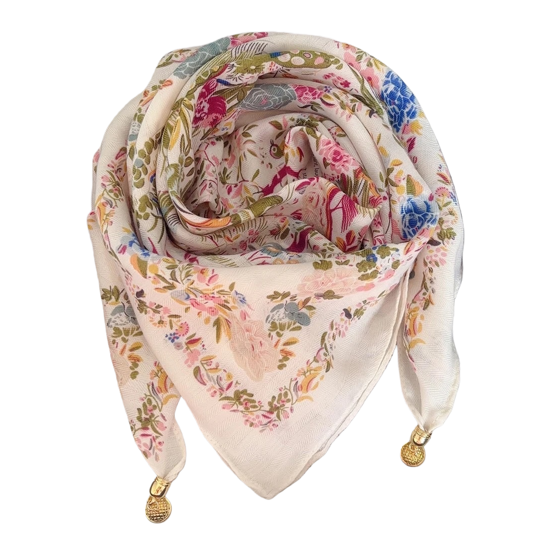 This fashionable and versatile floral pattern silk scarf is soft, light and elegant, a spring and summer accessory for women Item Picture