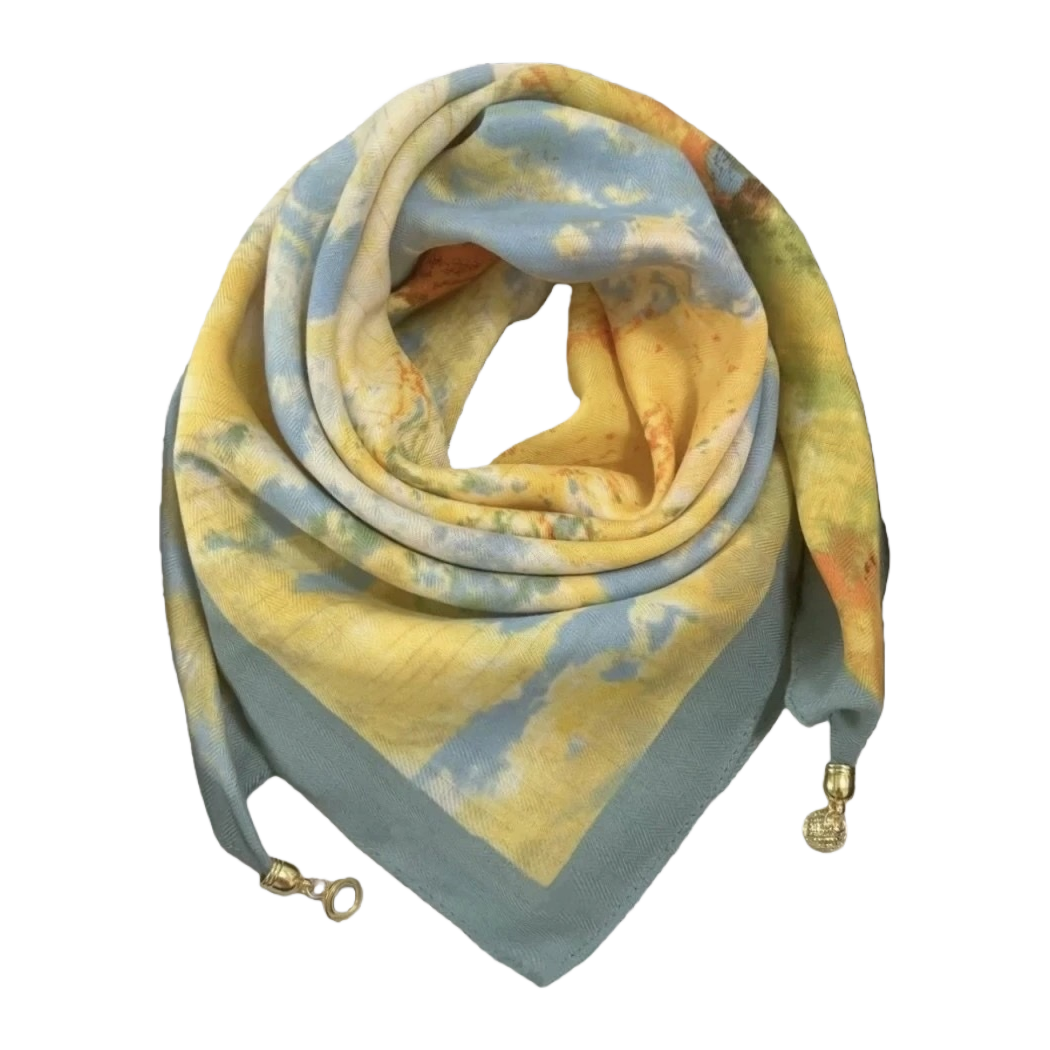 Amarillo azul pañuelo de seda suave transpirable versátil moda mujer bufanda primavera verano nueva tendencia accesorios Item Picture