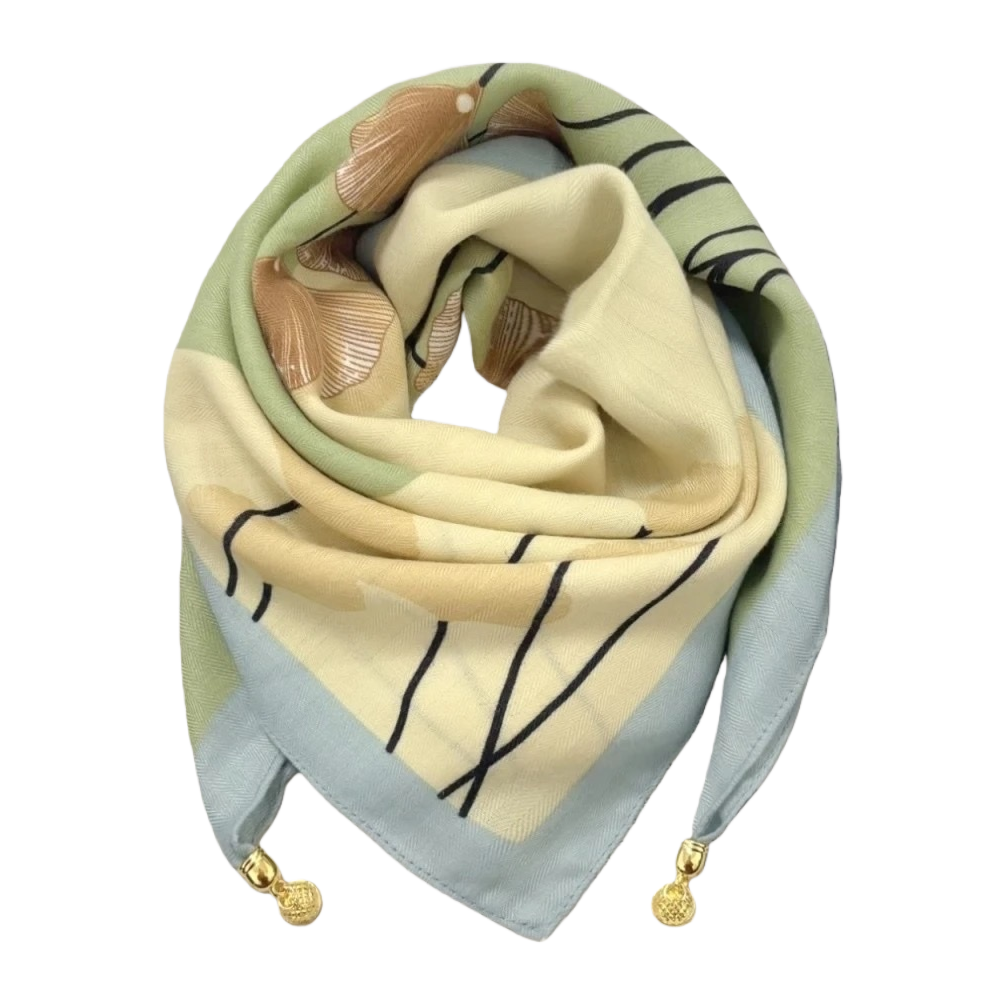 Moda seda bufanda rayas verdes estampado versátil elegante mujer primavera otoño chal regalo regalar Item Picture