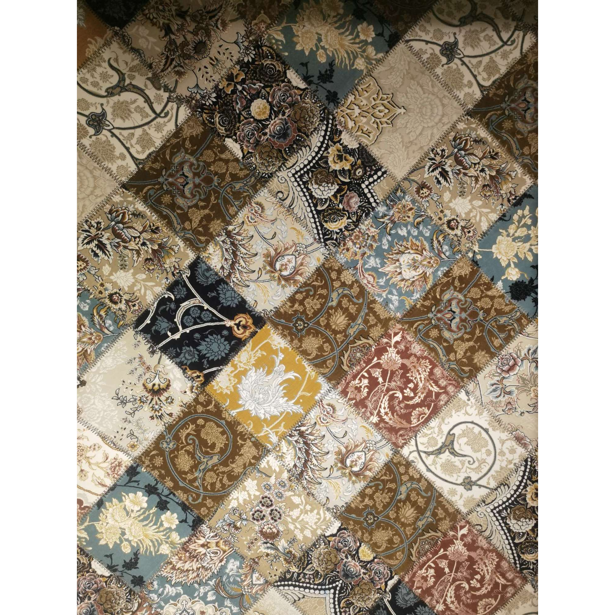Patchwork style floral pattern carpet, anti-slip and wear-resistant floor mat for living room and bedroom, home carpet decoration Item Picture