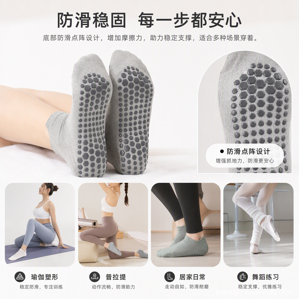 Six-color anti-slip yoga socks, comfortable, breathable, anti-slip bottom elastic sports socks, suitable for both men and women