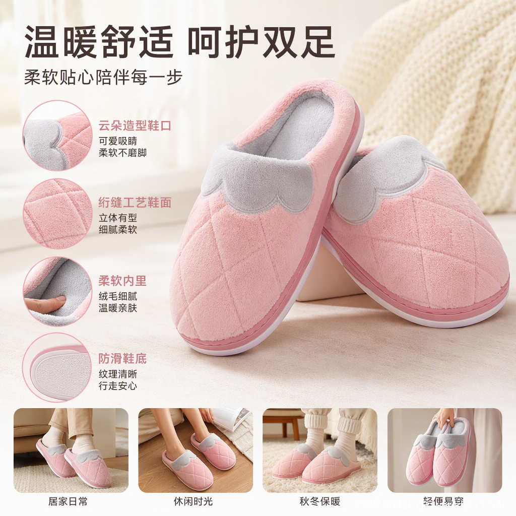 Zapatillas de algodón cálido para el hogar zapatillas de felpa para hombres y mujeres invierno cálido y cómodo zapatos casuales suela suave zapatillas de plataforma gruesa
