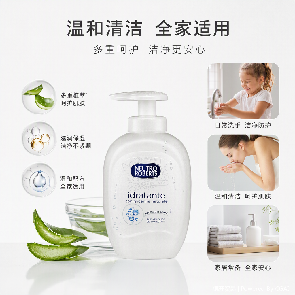 Soft and moisturizing white bottle hand sanitizer, home kitchen hand refill, hand care, natural ingredients