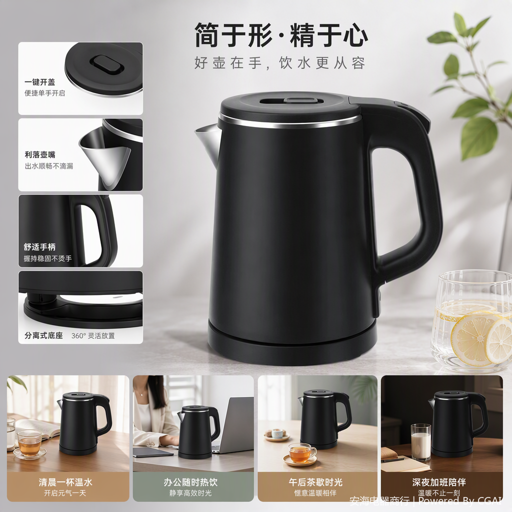 Multi-functional rapid boiling electric kettle, household kitchen electric kettle, large capacity, heat preservation, convenient and intelligent design