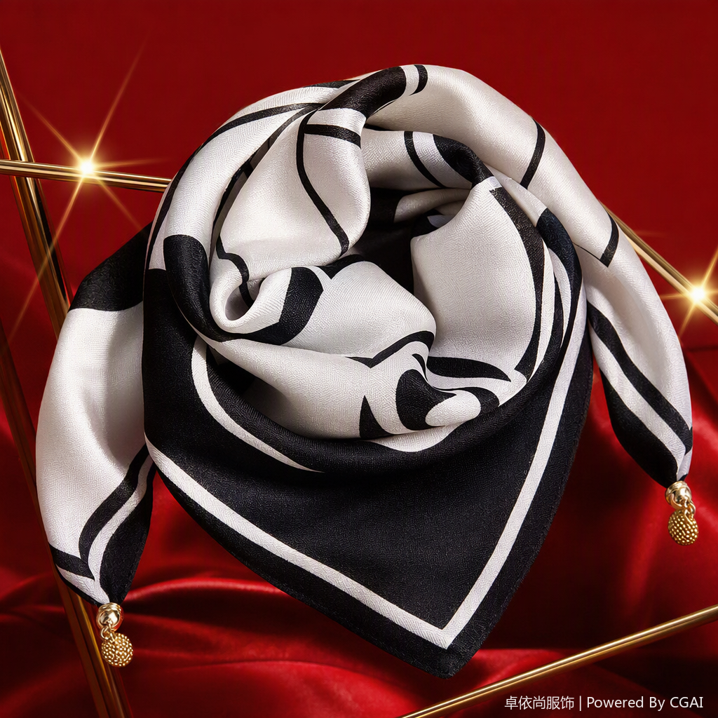 Moda versátil blanco y negro rayas patrón pañuelo suave ligero elegante mujer accesorios primavera verano Specification image