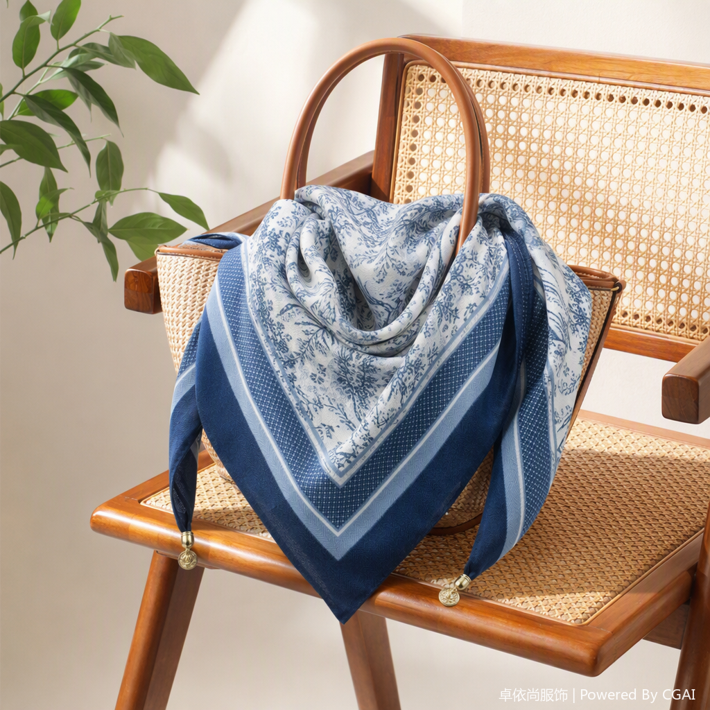 Moda estampado pañuelo de seda bufanda de doble uso versátil suave primavera y otoño estilo de las mujeres estilo de verano fino tendencia coreana details Picture