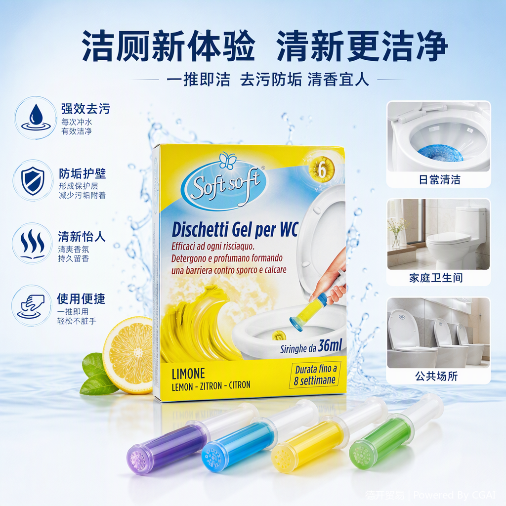 Softsoft brand toilet cleaning gel four scented sets, convenient packaging, long-lasting deodorizing toilet cleaner