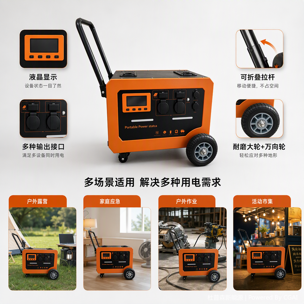 DUPUSEN adaptador de energía de carga portátil multifuncional para electricistas y electricistas para equipos de energía eficiente y estable, gran capacidad al aire libre