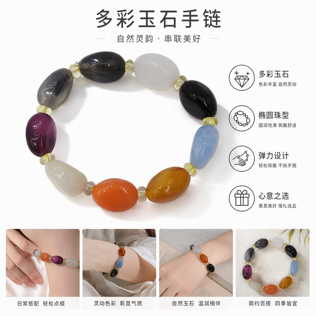 彩色宝石手链时尚百搭手饰个性潮流手链女款送礼品