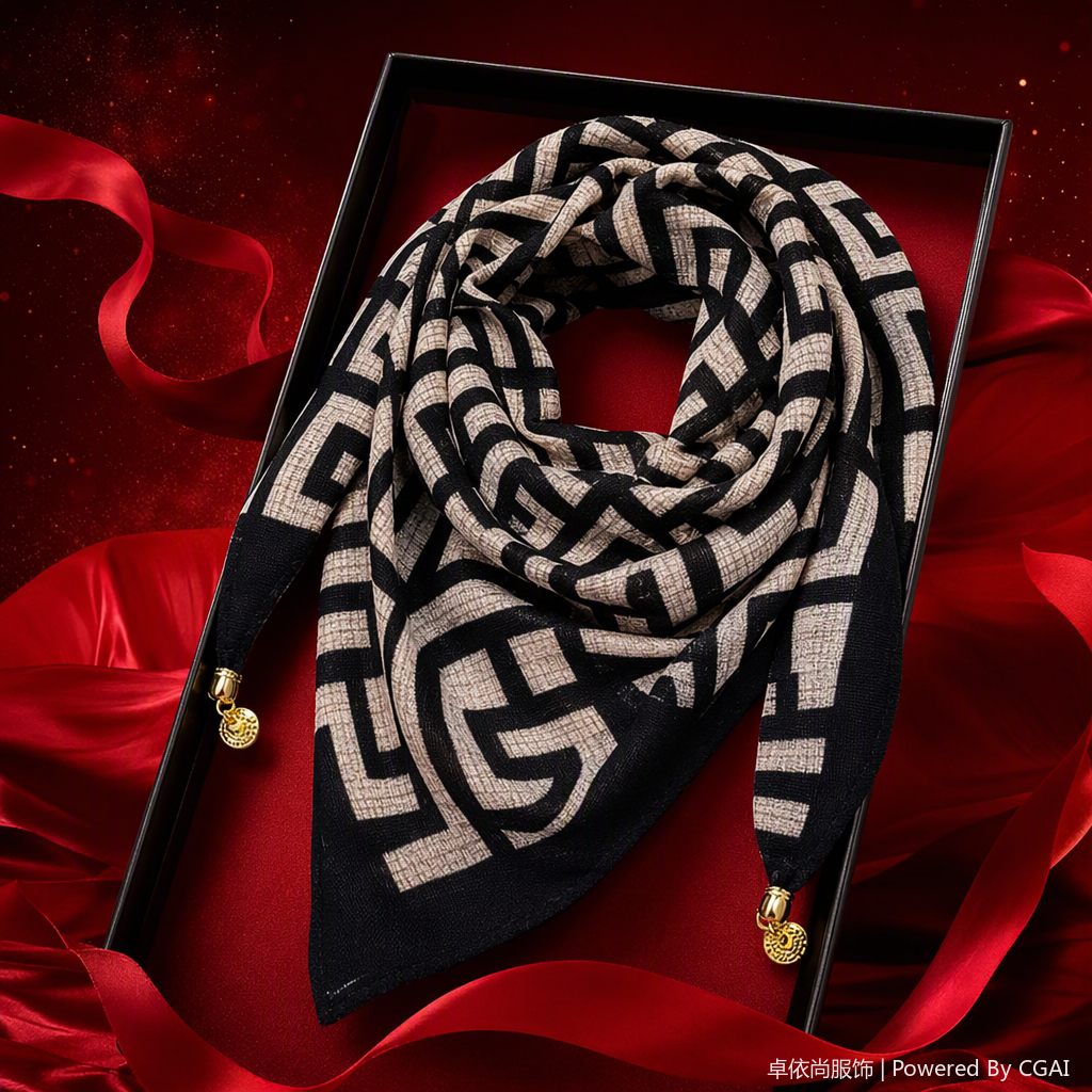 وشاح أبيض وأسود من الموضة، ومليء بالأبيض والأبيض Specification image