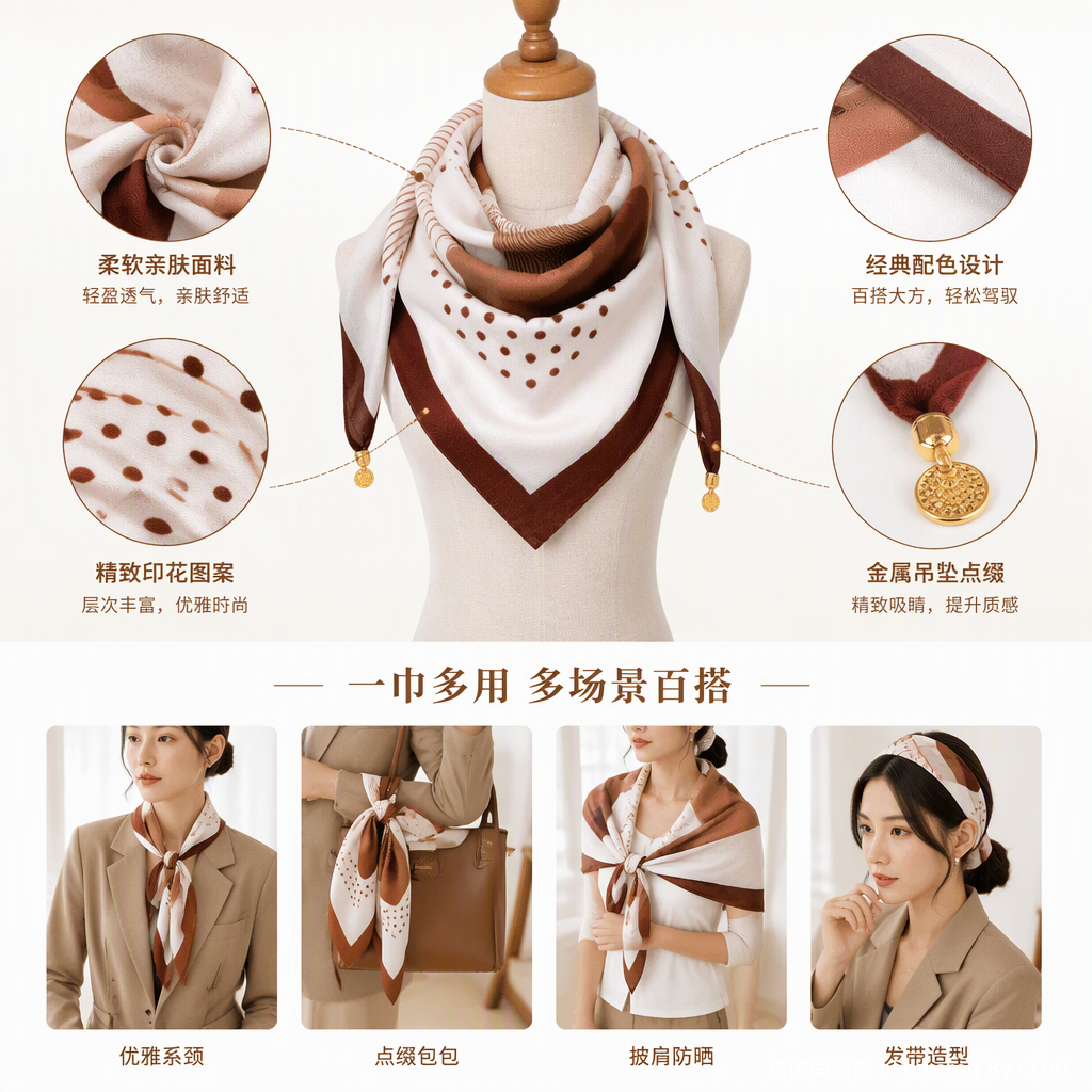 Arroz blanco vino rojo patchchess wave dot rayas seda bufanda elegante versátil suave cómodo otoño invierno Arroz blanco vino rojo patchchess wave dot rayas seda bufanda elegante versátil suave cómodo otoño invierno