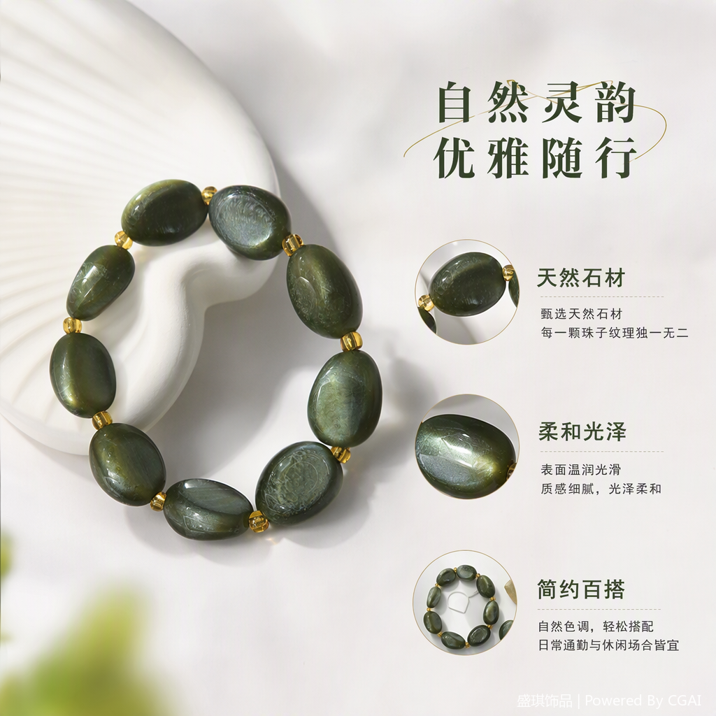 时尚绿色珠串手链简约百搭手饰女学生韩版潮流手链饰品礼物