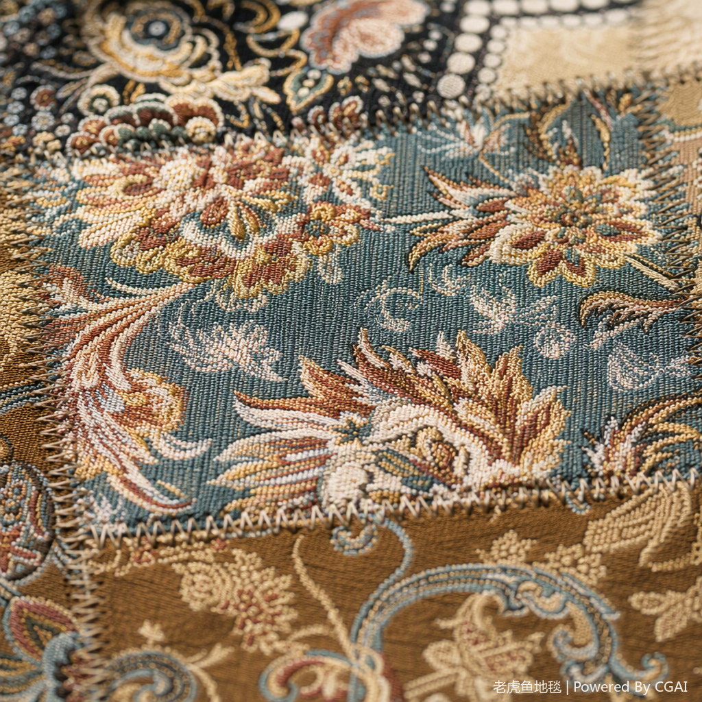Patchwork style floral pattern carpet, anti-slip and wear-resistant floor mat for living room and bedroom, home carpet decoration Application Scenario