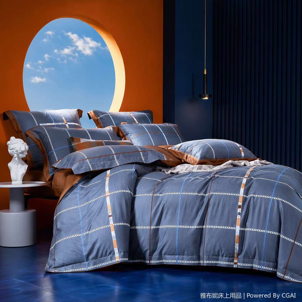 Warm and cozy solid color four-piece bedding set, simple and comfortable all-cotton bed sheets, duvet covers, bedding set, home bed four-piece set Item Picture