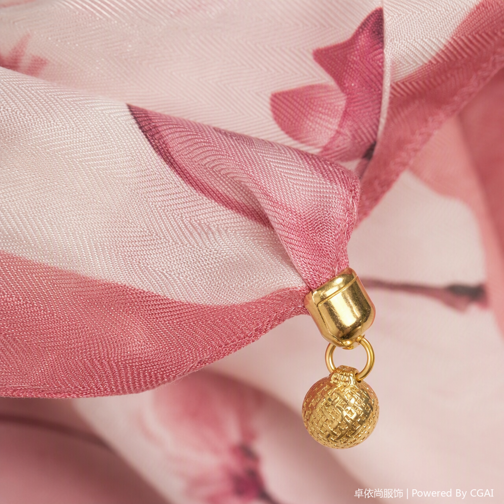 The elegant pink floral pattern silk scarf is a versatile new soft and lightweight shawl accessory for women in spring and summer Application Scenario