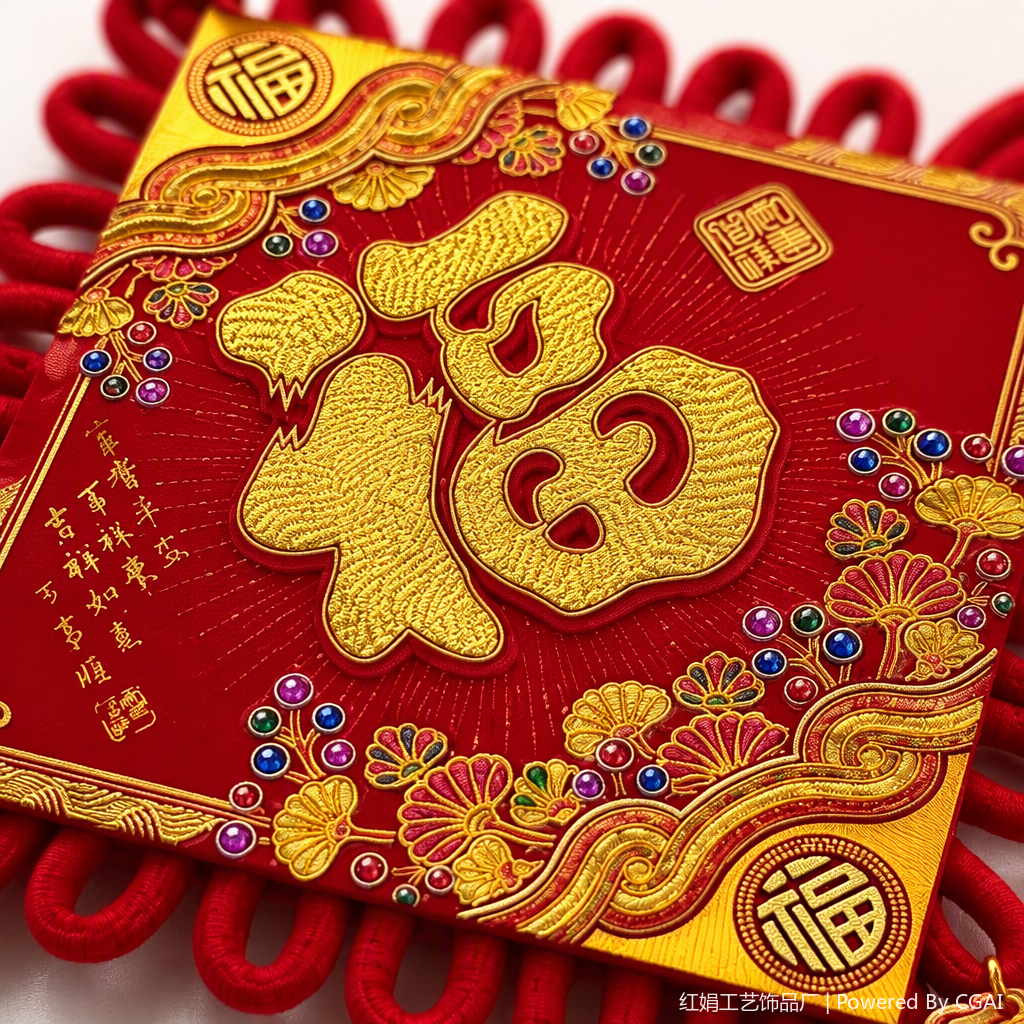 Angery red Chinese knot pendant, "Fu" character, double fish decoration, Chinese-style handicrafts, home ornaments, auspicious decorations Application Scenario