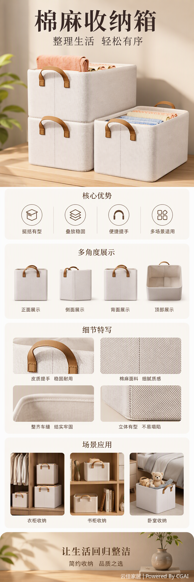 多功能收纳篮家用整理置物筐防尘收纳盒储物篮收纳容器整理篮子102950019详情1