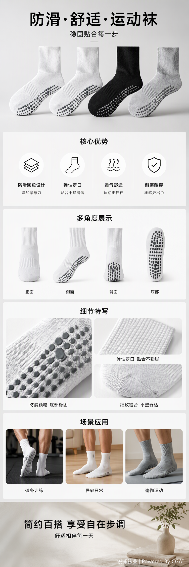 Classic solid-color casual sports socks for men and women, thin, breathable, comfortable and versatile, available in white, black and gray pic 1