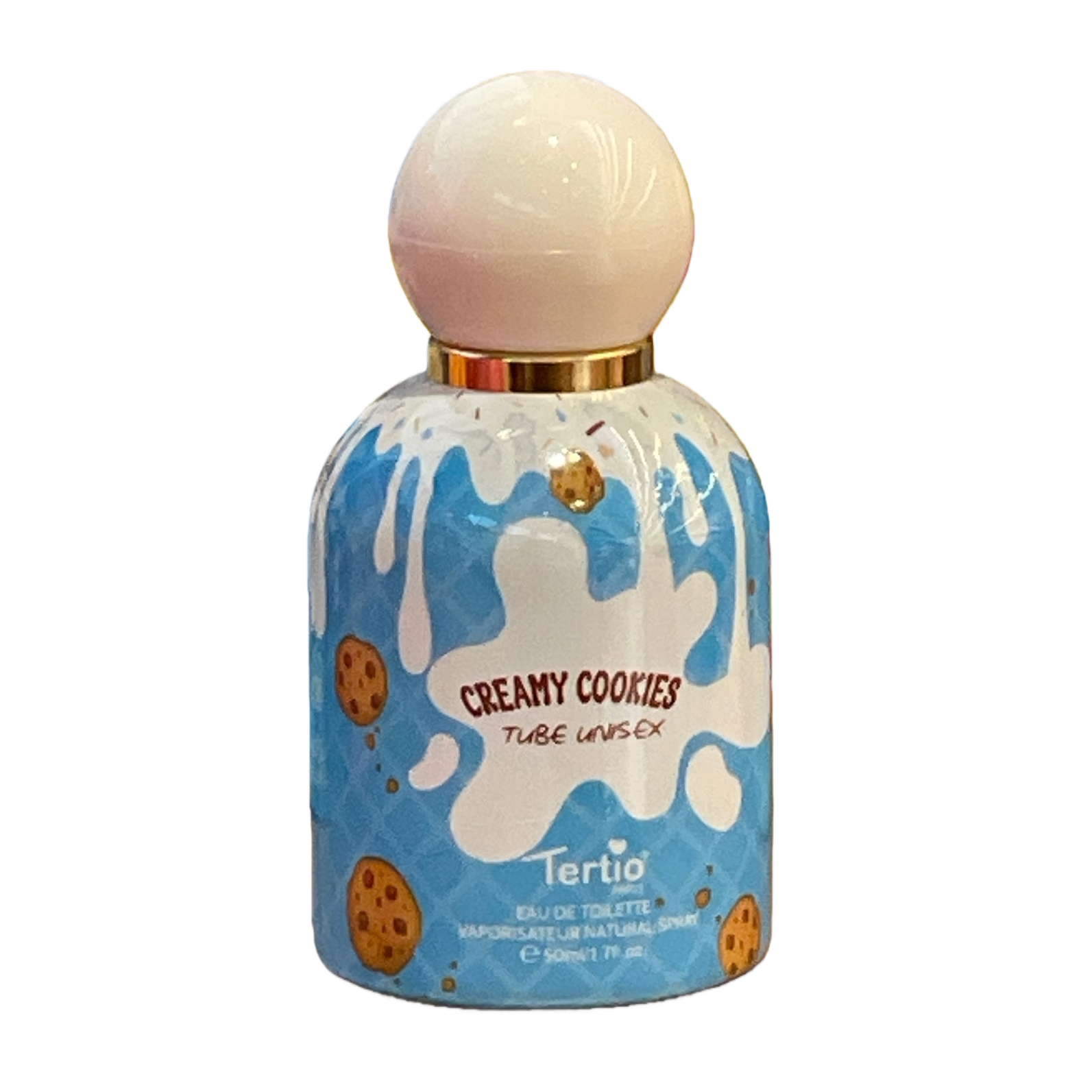 Blue cream-stained cookie patterned perfume bottle, fashionable and simple, long-lasting light fragrance, women's and men's perfume gift box Item Picture