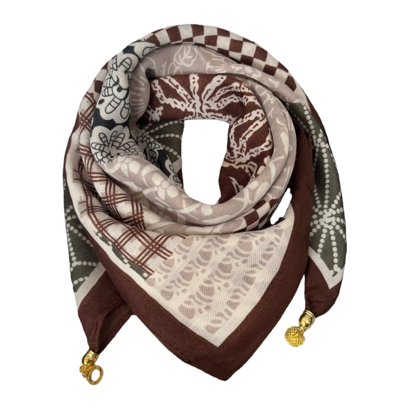 This elegant and retro floral checkered silk scarf is a versatile and fashionable new spring and summer collection, featuring a soft and lightweight design Item Picture