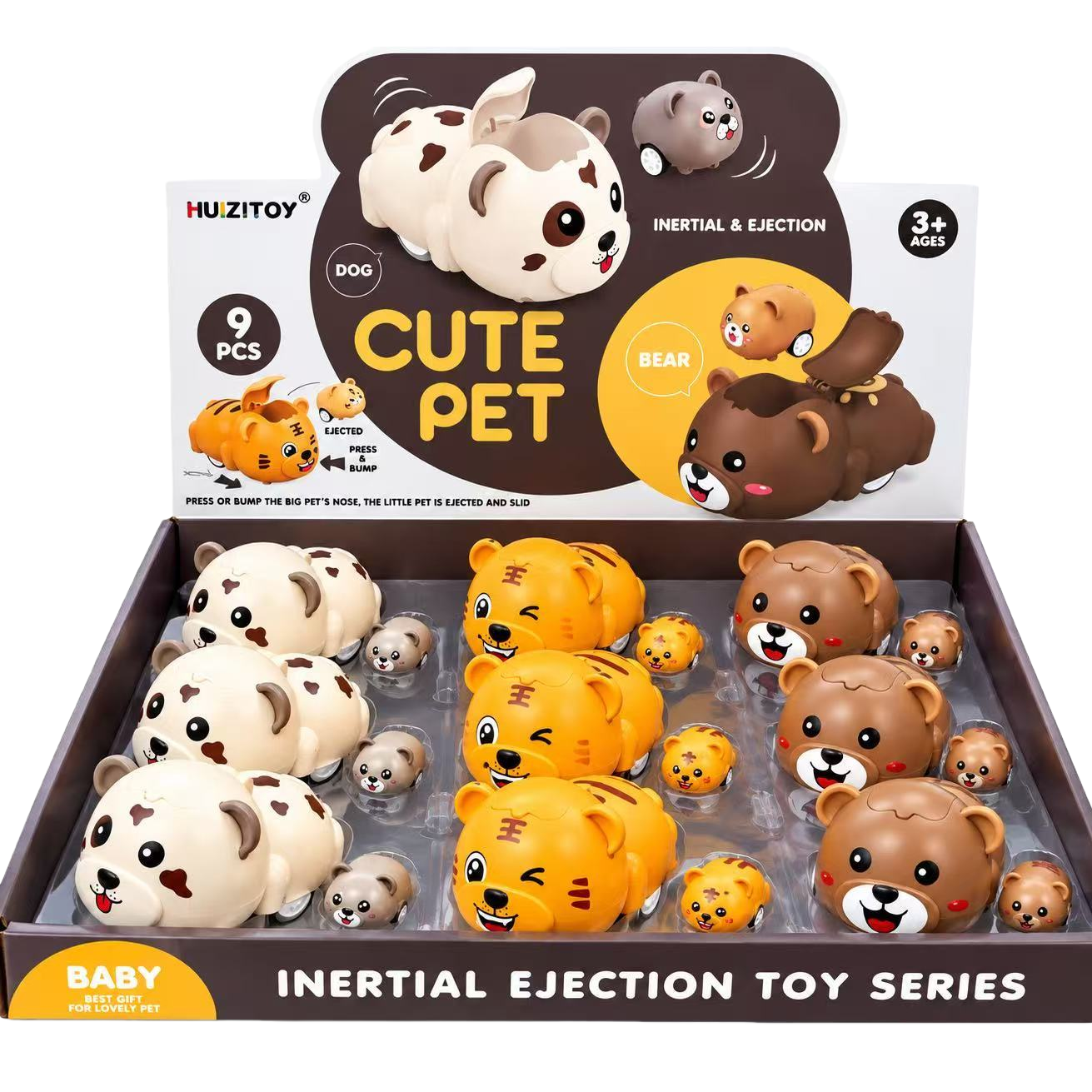 Wholesale of inertial bear toy cartoon rebound sliding children's educational interactive toys in stock