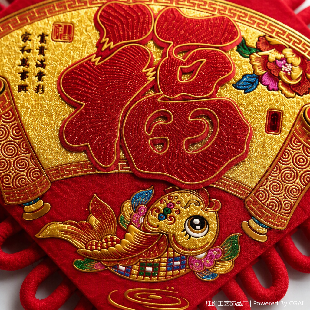 Red Chinese knot pendant, "Happiness Arrives at My Home" home decoration, festive festival decoration pendant, handicraft Application Scenario