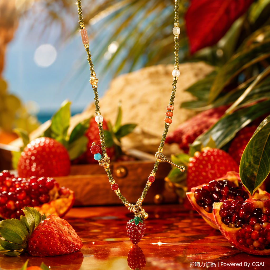 Sweet strawberry-shaped pendant necklace with influence, fashionable and simple, as a gift for girls, students and couples pic 4
