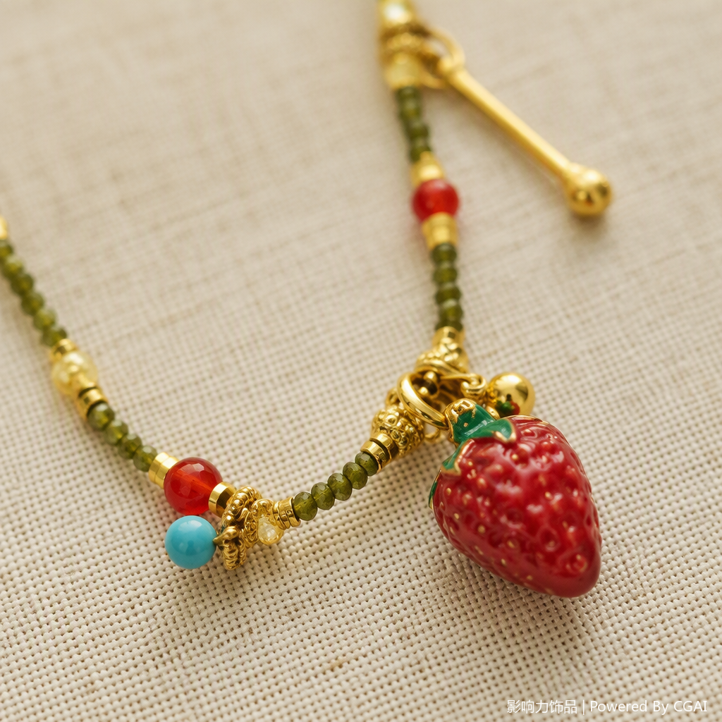 Sweet strawberry-shaped pendant necklace with influence, fashionable and simple, as a gift for girls, students and couples Specification image