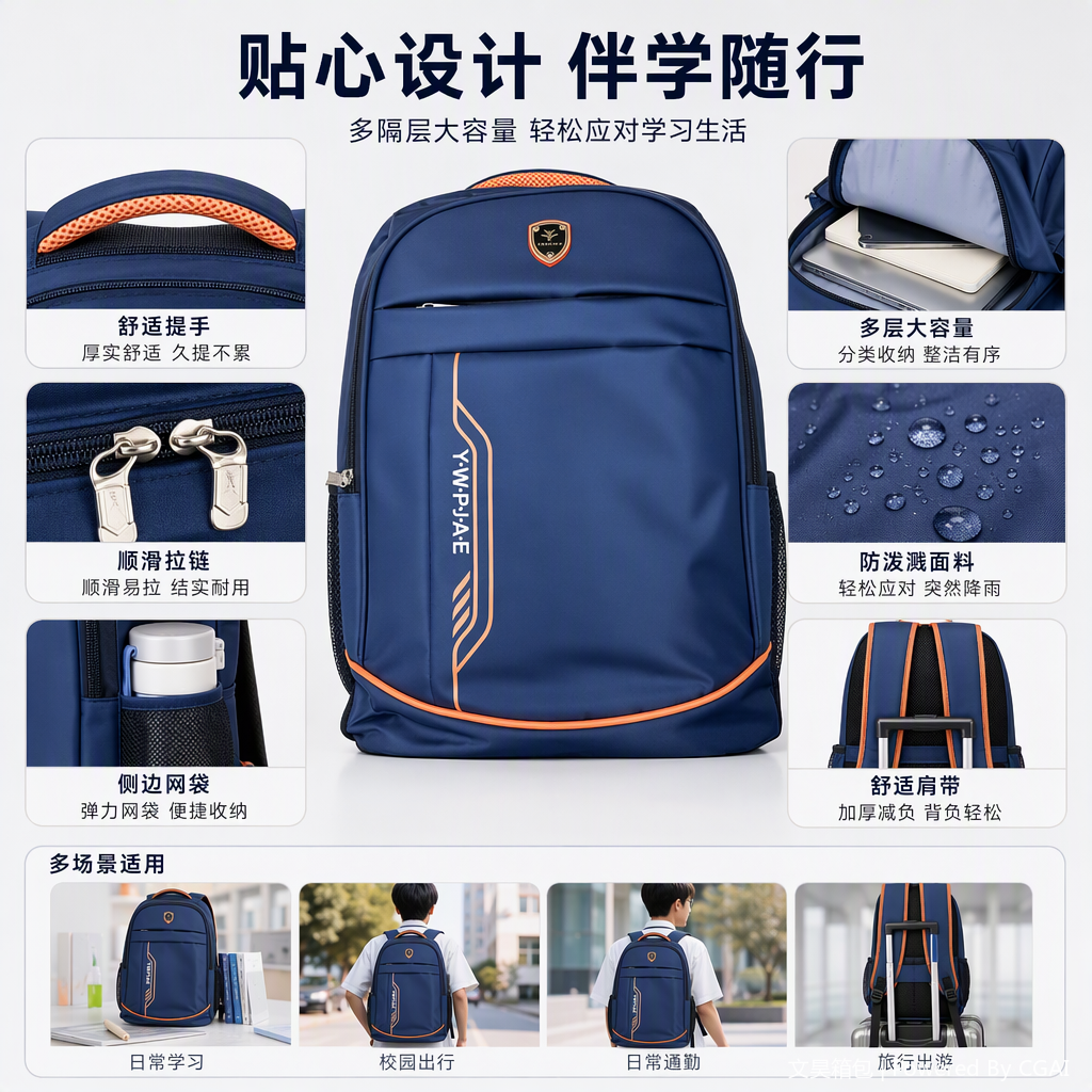 多功能时尚双肩背包男士女士休闲旅行包皮具潮流百搭大容量轻便款细节图