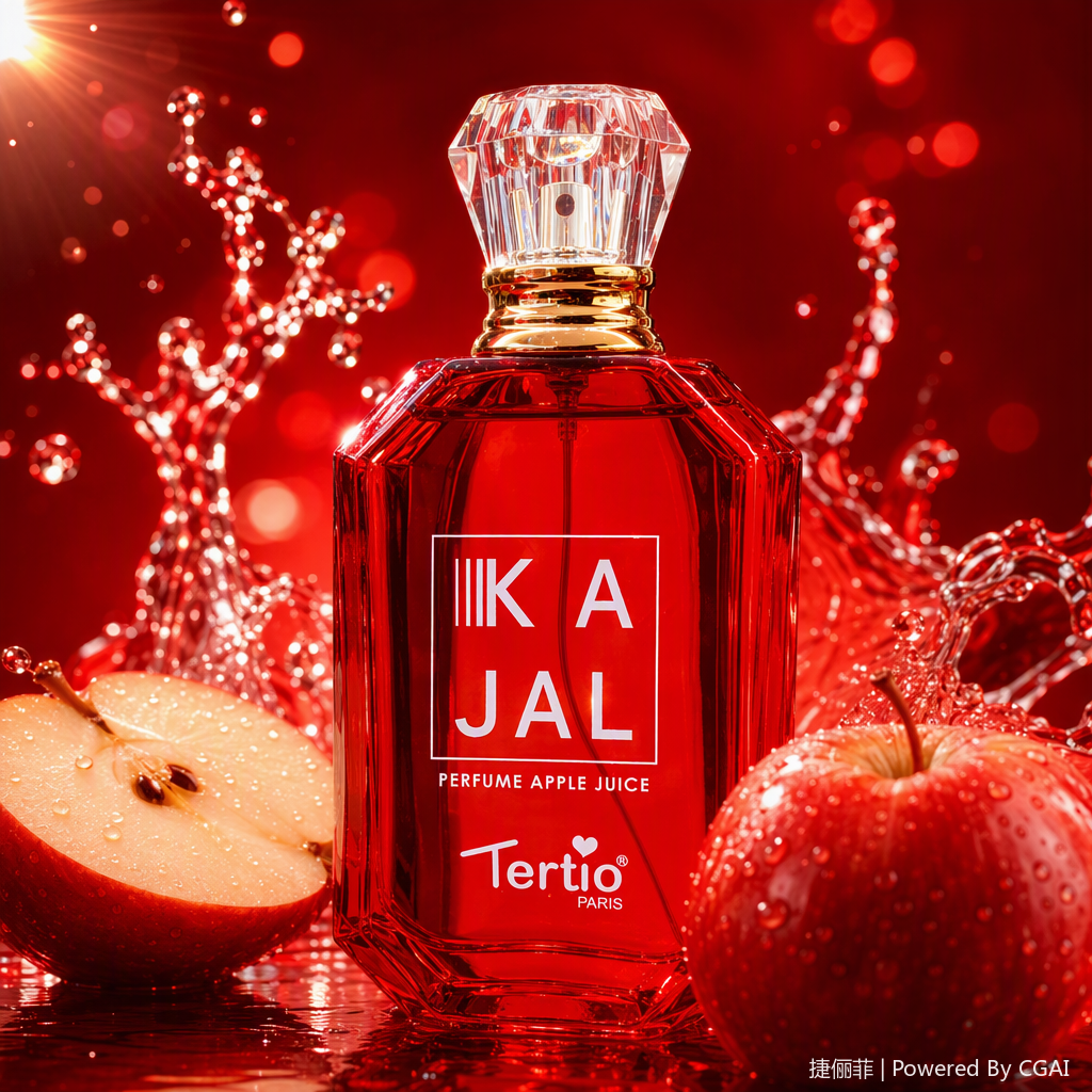 KA JAL's red octagonal glass perfume bottle is a fashionable, simple and exquisite perfume container suitable for both women and men Specification image