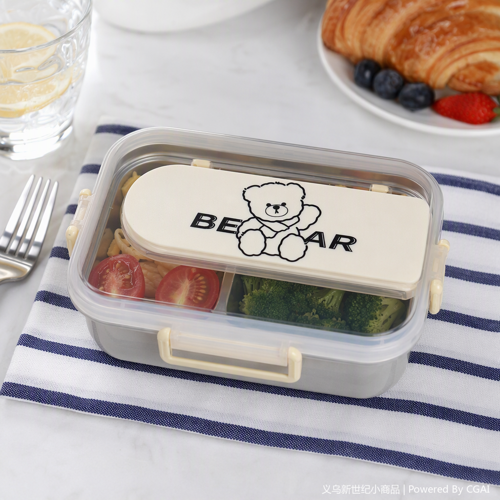 Миленькие медвежонки с прозрачными пластиковыми коробками со словами BEAR, переносными коробками для завтраков для школьников details Picture